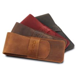 Personalized Leather Pencil Case - Custom Engraved Pen Pouch - Handmade Top Grain Leather Pen Holder - Tuck Flap Closure