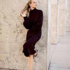 Plus Size Black Turtleneck Knit Dress - Long Sleeve Winter Sweater Dress