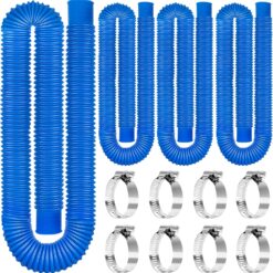Pool Pump Hose Replacement Kit - 4 Pack 59" x 1.25" Above Ground Pool Filter Hoses with Clamps - Blue