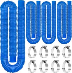 Pool Pump Hose Replacement Kit - 4 Pack 59" x 1.25" Above Ground Pool Filter Hoses with Clamps - Blue