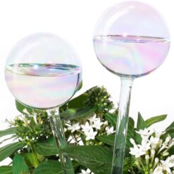 Rainbow Plant Waterer Bulbs - 2 Pack Iridescent Glass Self Watering Spikes for Indoor Plants
