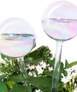 Rainbow Plant Waterer Bulbs - 2 Pack Iridescent Glass Self Watering Spikes for Indoor Plants