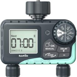 RAINPOINT 2-Zone Smart Garden Hose Timer - Programmable Sprinkler with Rain Delay - Automatic Irrigation System for Lawn & Yard