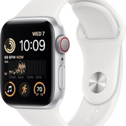 Renewed Apple Watch SE 2nd Gen (GPS + Cellular) 40mm Silver Aluminum - White Sport Band (M/L) - Excellent Condition