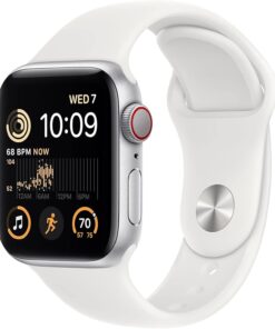 Renewed Apple Watch SE 2nd Gen (GPS + Cellular) 40mm Silver Aluminum - White Sport Band (M/L) - Excellent Condition