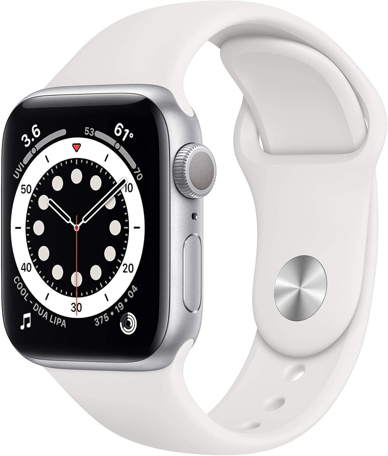 Renewed Apple Watch Series 6 (GPS, 40mm) Silver Aluminum - White Sport Band