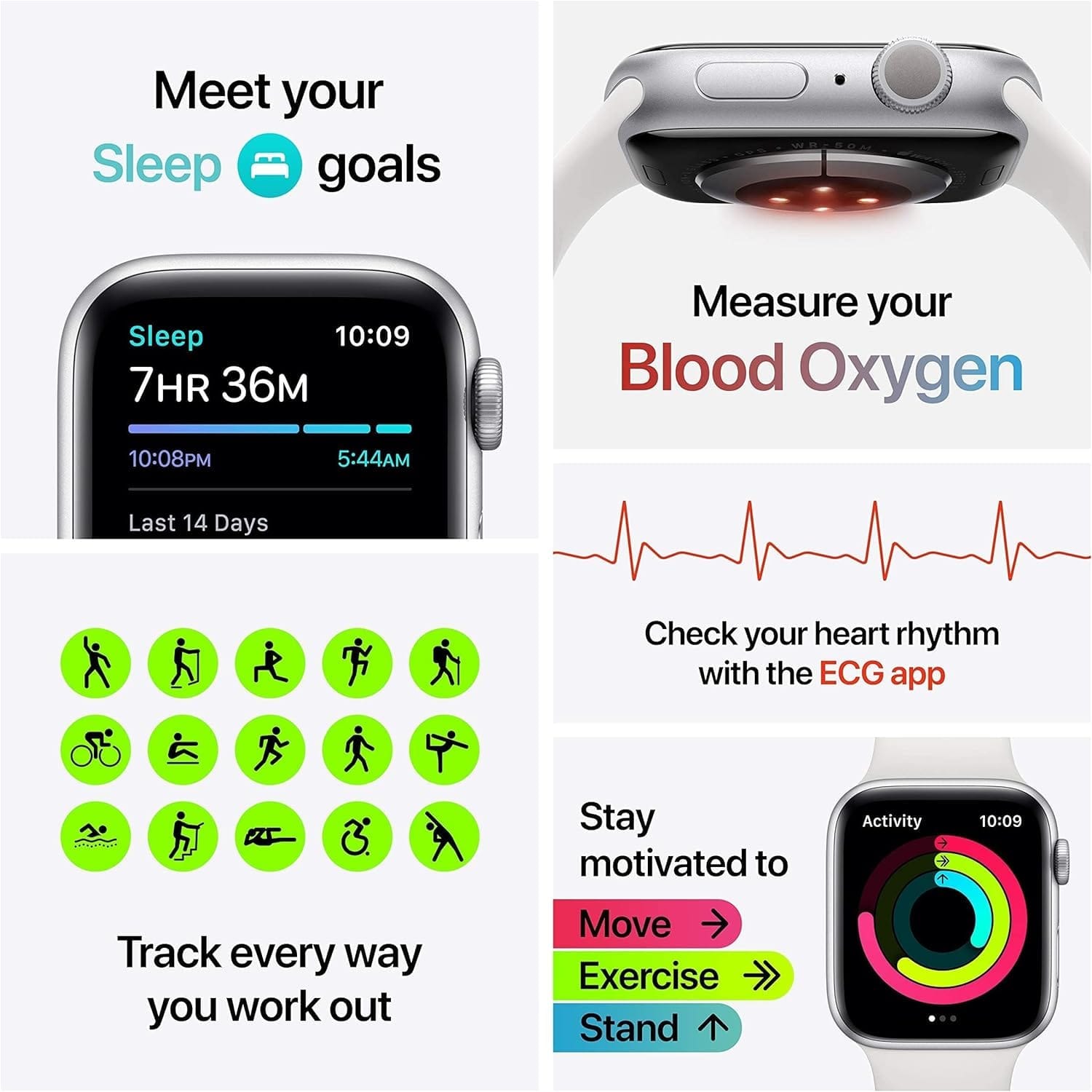 Renewed Apple Watch Series 6 (GPS, 40mm) Silver Aluminum - White Sport Band - Image 4