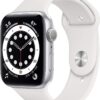 Renewed Apple Watch Series 6 (GPS, 44mm) Silver Aluminum - White Sport Band