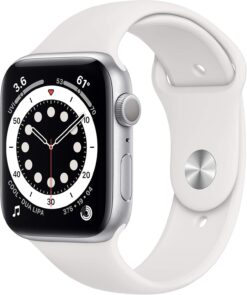 Renewed Apple Watch Series 6 (GPS, 44mm) Silver Aluminum - White Sport Band