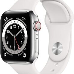 Renewed Apple Watch Series 6 (GPS + Cellular) 40mm Silver Stainless Steel - White Sport Band