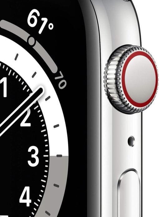 Renewed Apple Watch Series 6 (GPS + Cellular, 44mm) Silver Stainless Steel - White Sport Band - Image 2