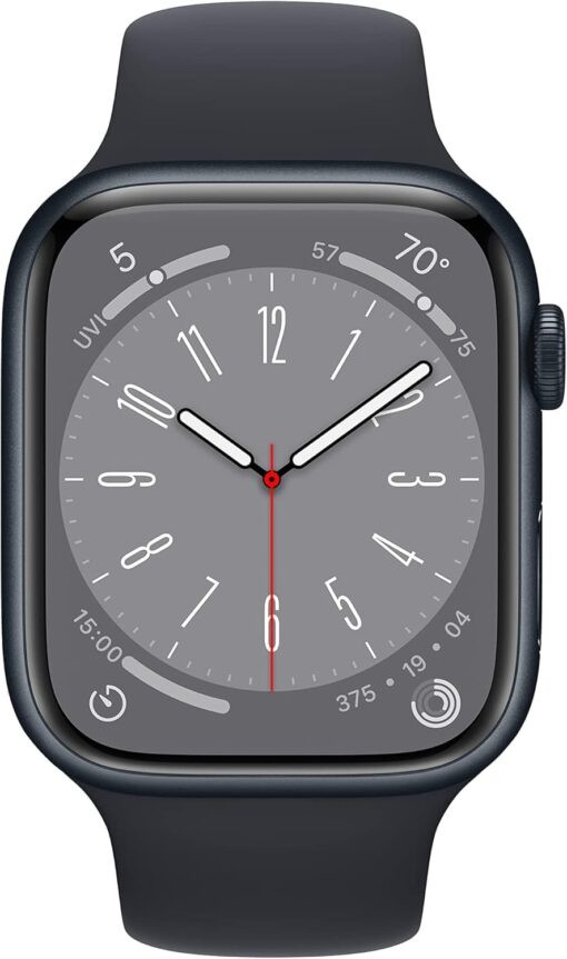 Renewed Apple Watch Series 8 GPS 45mm Midnight Aluminum - Midnight Sport Band (M/L) - Image 2