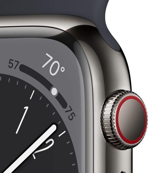 Renewed Apple Watch Series 8 (GPS Cellular, 45mm) Graphite Stainless Steel - Midnight Sport Band (M/L) - Image 3