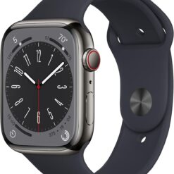 Renewed Apple Watch Series 8 (GPS Cellular, 45mm) Graphite Stainless Steel - Midnight Sport Band (M/L)