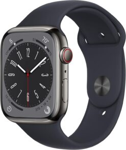 Renewed Apple Watch Series 8 (GPS Cellular, 45mm) Graphite Stainless Steel - Midnight Sport Band (M/L)