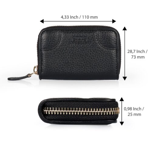 RFID Blocking Leather Checkbook Wallet - Unisex Zipper Card Holder & Coin Purse - Image 3