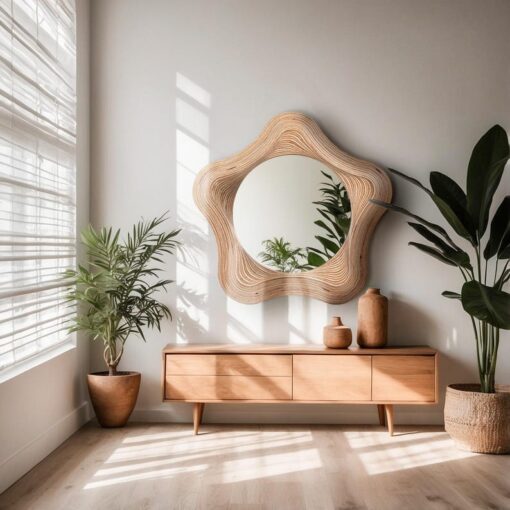Round Wood Mirror - Custom Entryway, Bathroom & Bedroom Decor - Farmhouse Style - Christmas Item