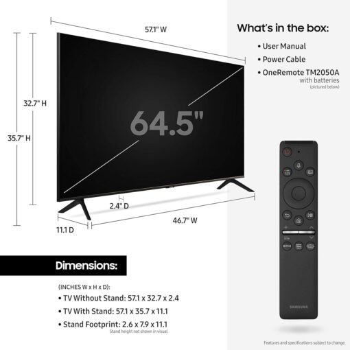 Samsung 65-Inch TU-8000 4K UHD Smart TV - Alexa Built-In (2020) UN65TU8000FXZA - Excellent Condition - Image 3
