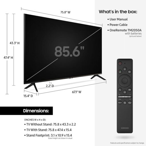 Samsung 86-Inch 4K UHD Smart TV - Crystal Display, HDR, Alexa Built-In (2021) - Image 2