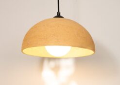 Sand Yellow Ceramic Dome Pendant Light - 8/12/16/19" Dining Room Kitchen Chandelier