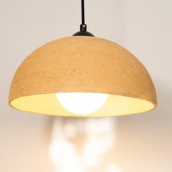 Sand Yellow Ceramic Dome Pendant Light - 8/12/16/19" Dining Room Kitchen Chandelier
