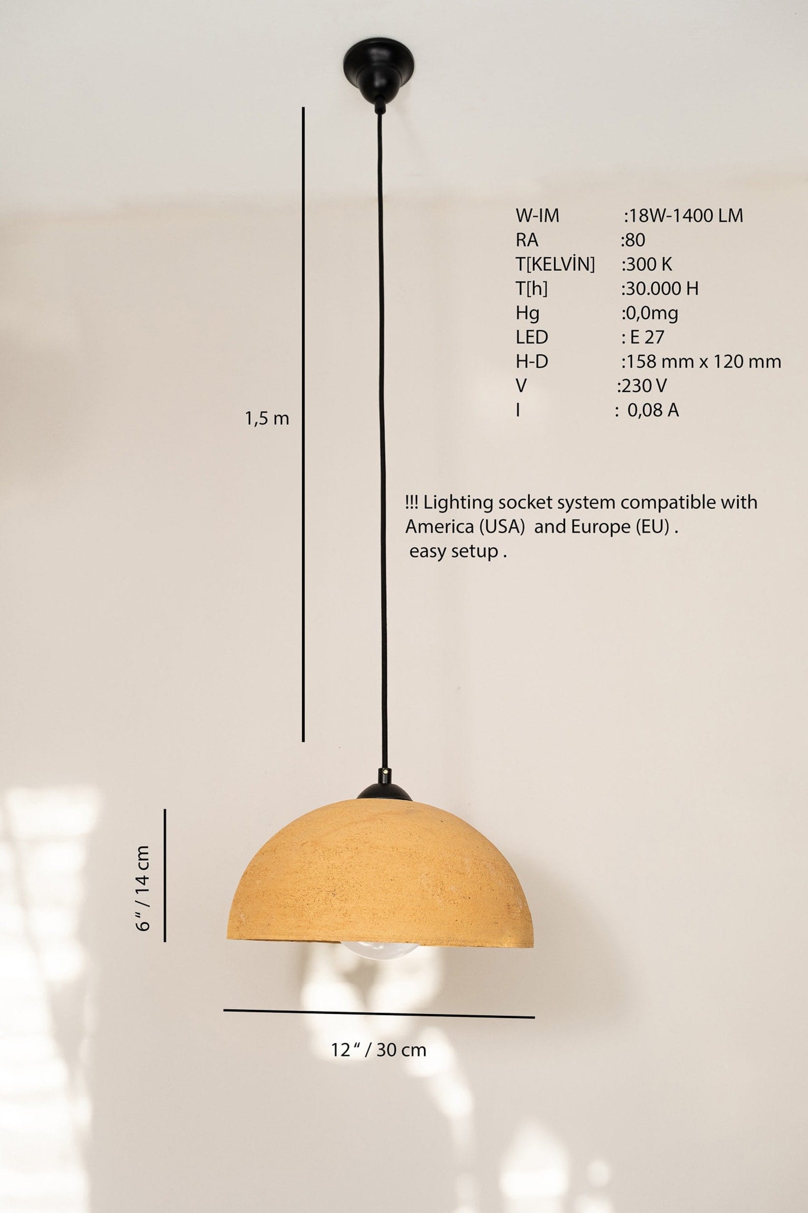 Sand Yellow Ceramic Dome Pendant Light - 8/12/16/19" Dining Room Kitchen Chandelier - Image 4