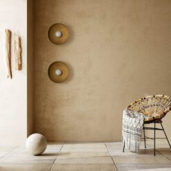 Sand Yellow Ceramic Wall Sconce - 12" Modern Outdoor Wabi Sabi Light - Large Decorative Lamp