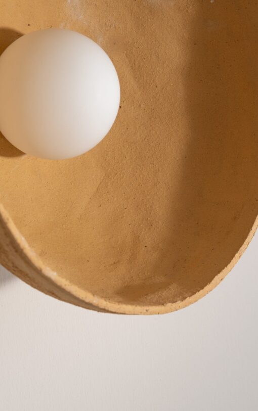 Sand Yellow Ceramic Wall Sconce - 12" Modern Outdoor Wabi Sabi Light - Large Decorative Lamp - Image 4