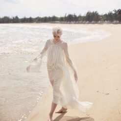 Sheer Silk Kaftan Dress - See Through Beach Cover Up Robe - Women's Bohemian Maxi Dress