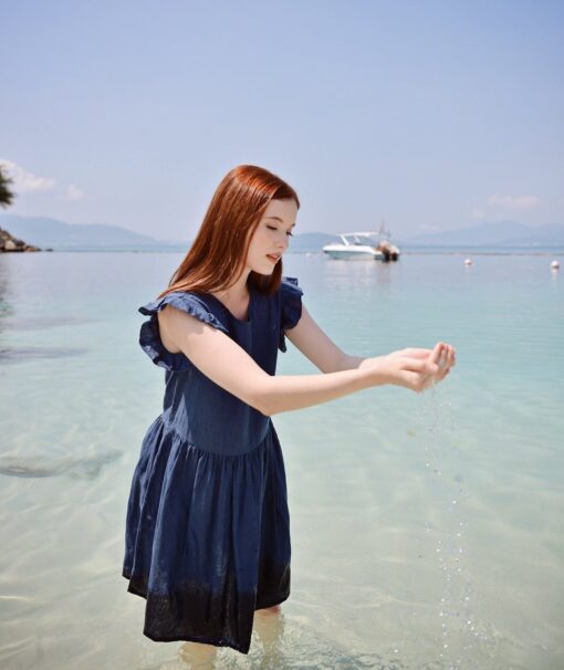 Short Linen Dress Women's Summer Cotton Blend Natural Casual Sundress - Image 3