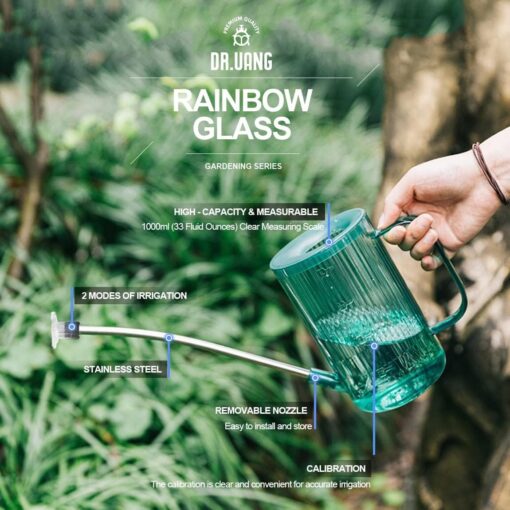 Small Watering Can Indoor Plants Long Spout 1L - Emerald Green - Houseplant Waterer - Image 3