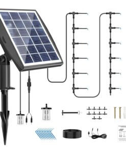 Solar Drip Irrigation Kit - Auto Watering System for 10 Pots - 6 Timers - Anti-Siphon