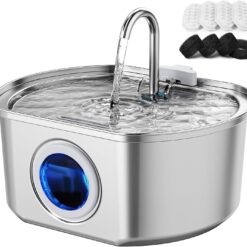 Stainless Steel Cat Water Fountain 108oz/3.2L - Automatic Pet Drinking Dispenser Bowl for Indoor Cats