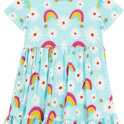 Toddler Girls Bamboo Dress - Buttery Soft Twirl Summer Dress - Short Sleeve Viscose Kids Clothes