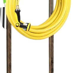 TomCare Garden Hose Holder - Heavy Duty 150 FT Freestanding Hose Stand with 4 Spikes & Tool Hooks - Rustic Bronze