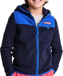 vineyard vines Boys' Harbor Fleece Full-Zip Hoodie - Cozy Kids' Sweatshirt