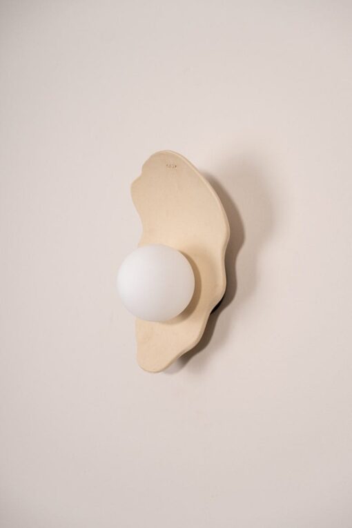 Wabi Sabi Beige Ceramic Wall Sconce - Handmade Textured Lamp - Custom Design Lighting - Home Decor Item
