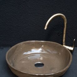 Wabi Sabi Brown Ceramic Washbasin - Handmade Textured Farmhouse Sink