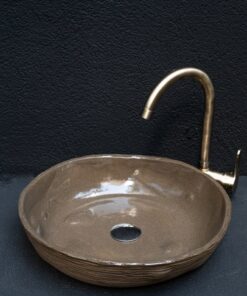 Wabi Sabi Brown Ceramic Washbasin - Handmade Textured Farmhouse Sink