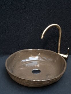 Wabi Sabi Brown Ceramic Washbasin - Handmade Textured Farmhouse Sink