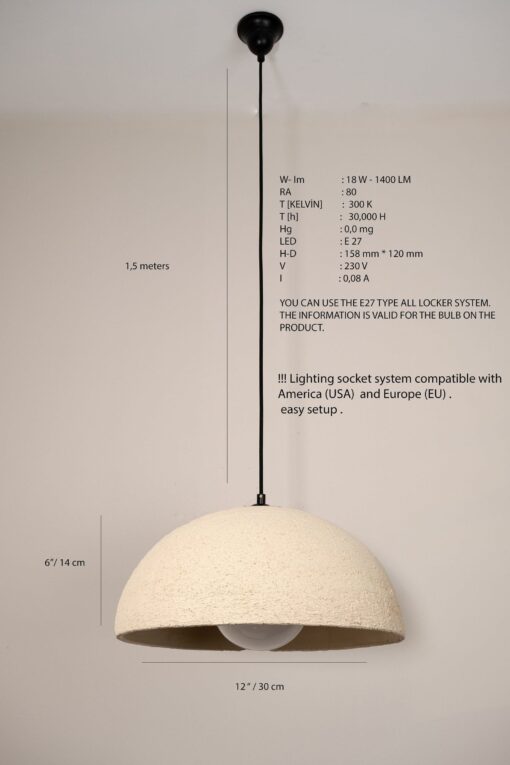 Wabi Sabi Ceramic Pendant Light - Beige Textured Chandelier - Handmade Personalized Lighting - Christmas Home Item - Image 3