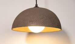 Wabi Sabi Ceramic Pendant Light - Brown Wood Look Chandelier - Handmade Stoneware Lighting - 15" Rustic Home Decor