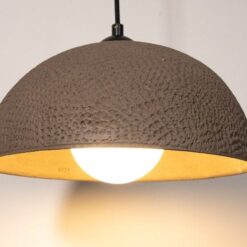Wabi Sabi Ceramic Pendant Light - Brown Wood Look Chandelier - Handmade Stoneware Lighting - 15" Rustic Home Decor