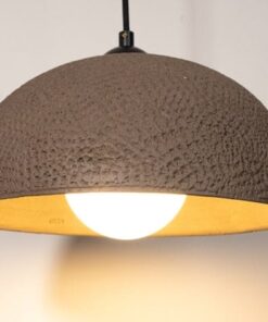 Wabi Sabi Ceramic Pendant Light - Brown Wood Look Chandelier - Handmade Stoneware Lighting - 15" Rustic Home Decor