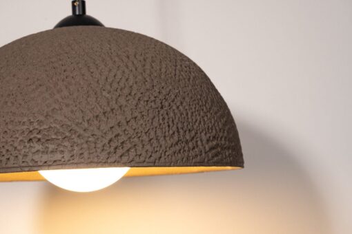 Wabi Sabi Ceramic Pendant Light - Brown Wood Look Chandelier - Handmade Stoneware Lighting - 15" Rustic Home Decor - Image 3