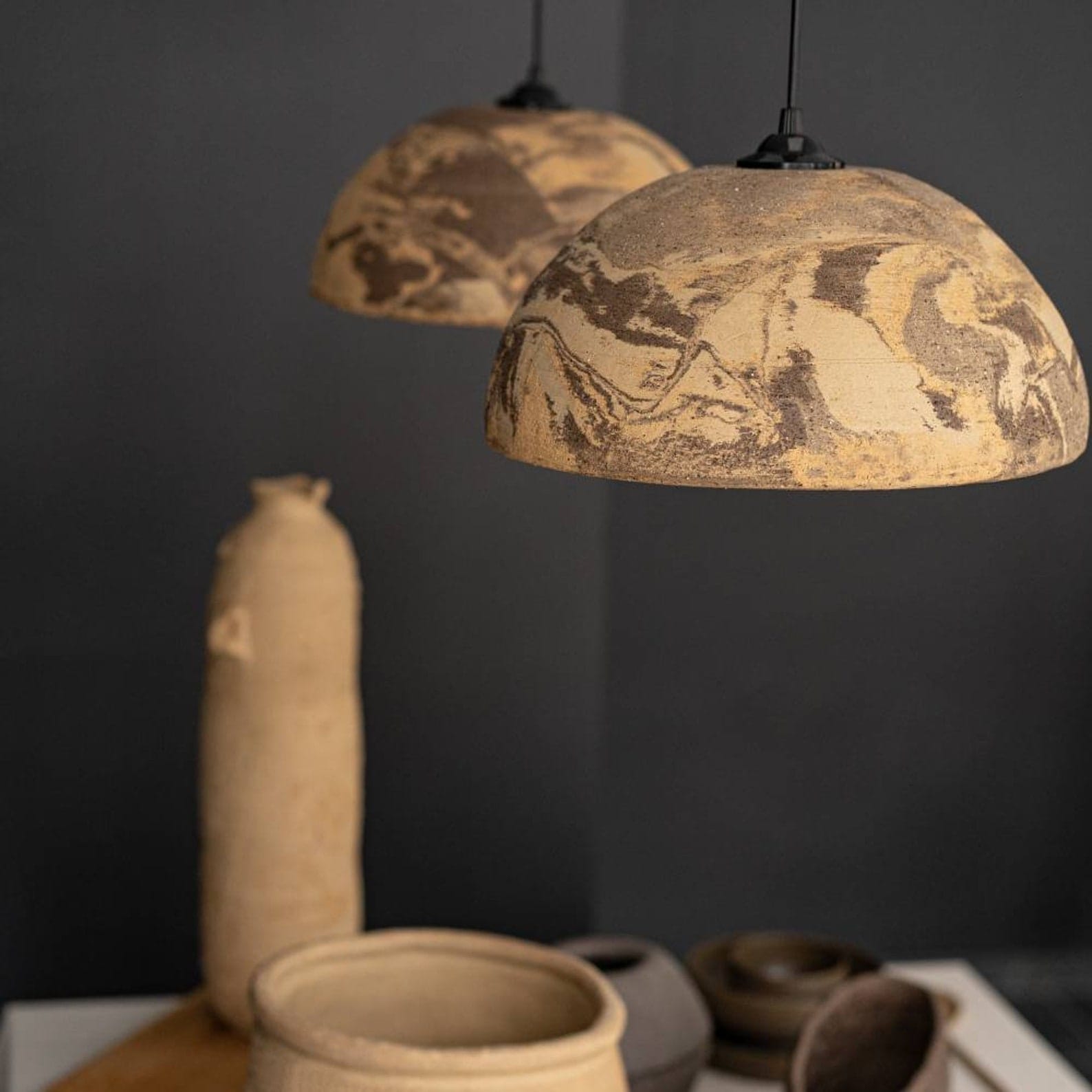 Wabi Sabi Ceramic Pendant Light - Handmade Architectural Chandelier - Rustic Home Decor Lighting - Christmas Item Idea - Image 4
