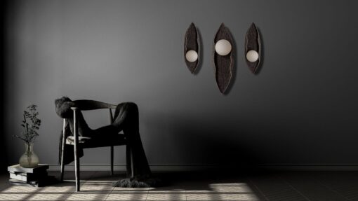 Wabi Sabi Ceramic Wall Sconce - Handmade Stone Look Oval Light - Amorphous Modern Fixture - Image 2