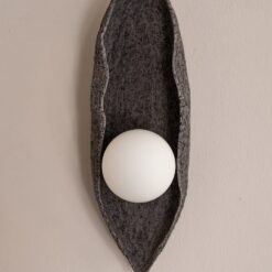 Wabi Sabi Ceramic Wall Sconce - Handmade Stone Look Oval Light - Amorphous Modern Fixture