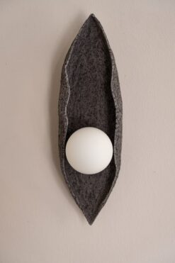 Wabi Sabi Ceramic Wall Sconce - Handmade Stone Look Oval Light - Amorphous Modern Fixture