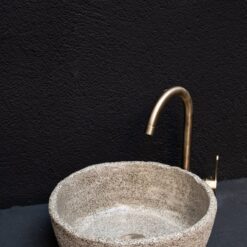 Wabi Sabi Ceramic Washbasin - Handmade Textured Farmhouse Sink - Natural Stone Look Bathroom Vessel Sink